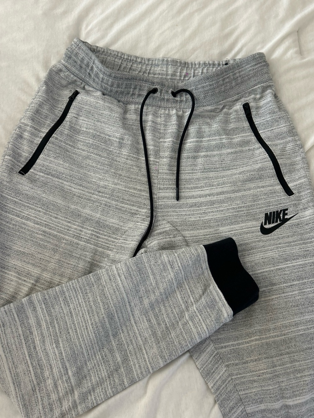 Nike Light Gray Heather Joggers with Black Drawstring